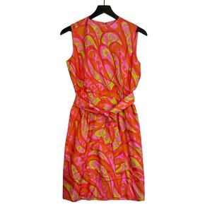 Vintage 80s Lanz Original Retro Sheath Dress Pink Orange - Size 11